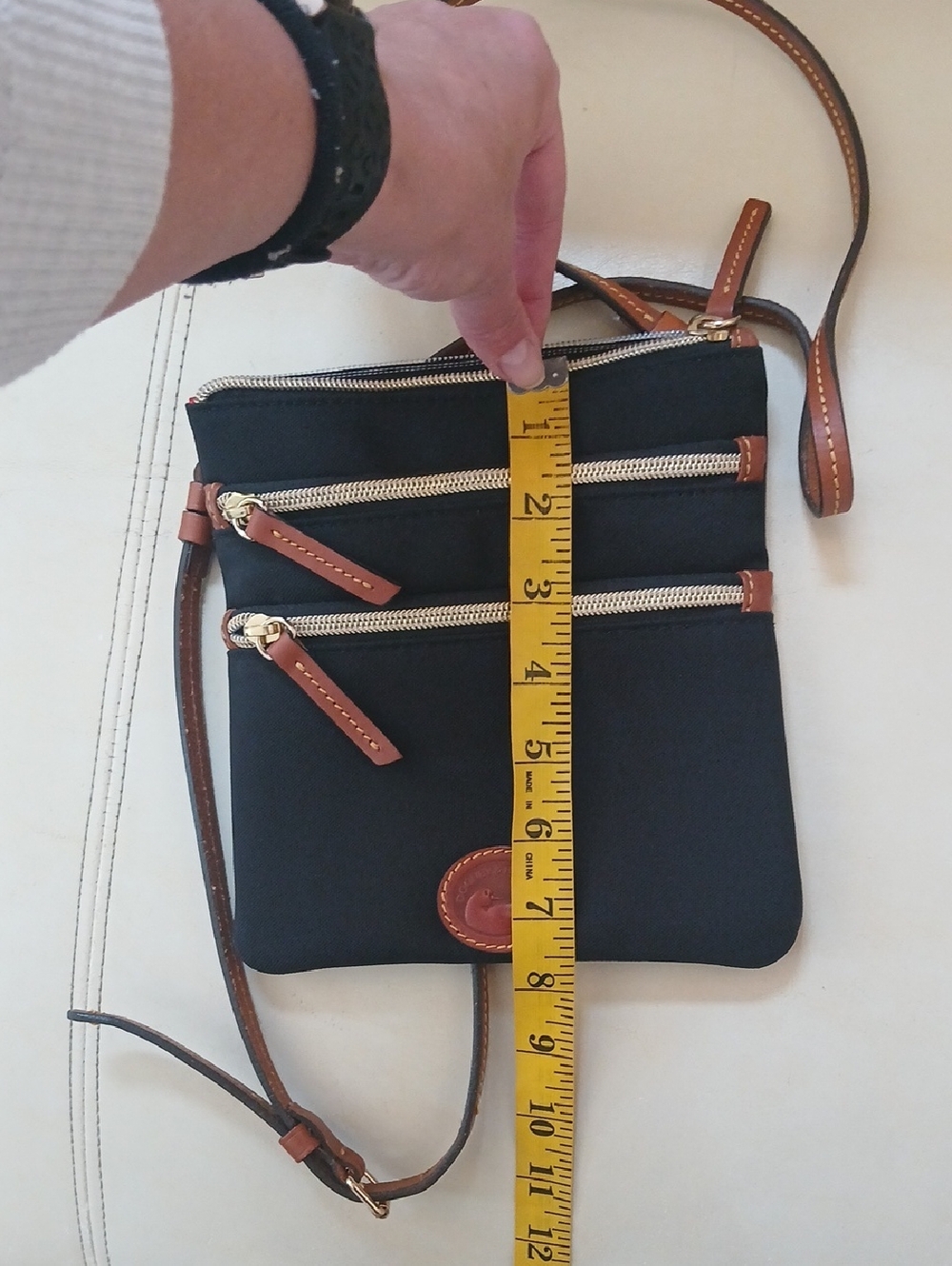 Dooney & Bourke Canvas Nylon Black Crossbody with Brown Trim and Gold Hardware - Picture 6 of 6